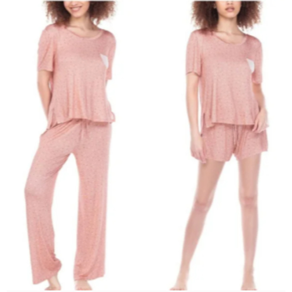 Honeydew women's 3-piece lounge set, pink polka dot